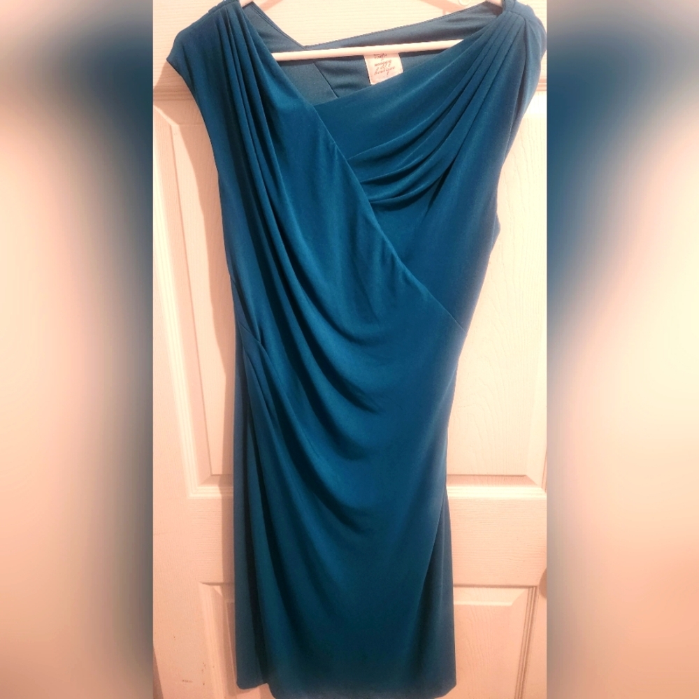 NWOT Maggy Boutique Elegant Teal Draped Dress